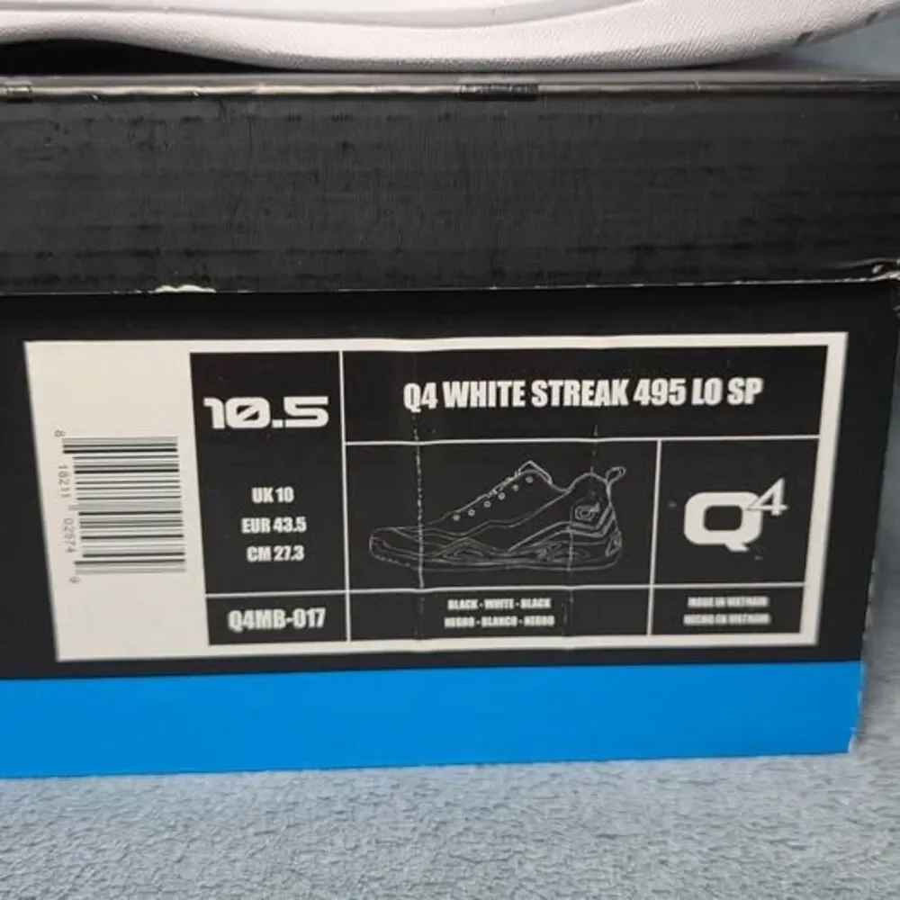 Q4 White Streak 495 LO SP Black/White Basketball Shoes Mens Size 10.5